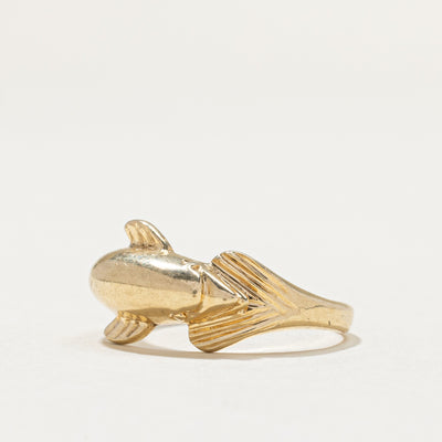 14K Yellow Gold Dolphin Tapered Ring | SZ 7.25