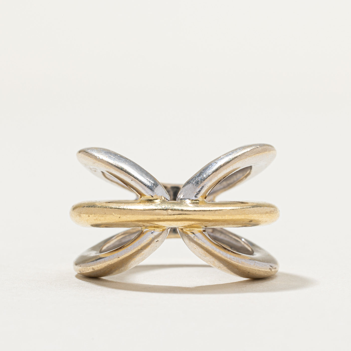 Vintage 18K Two Tone Gold Abstract Ring | SZ 6.75