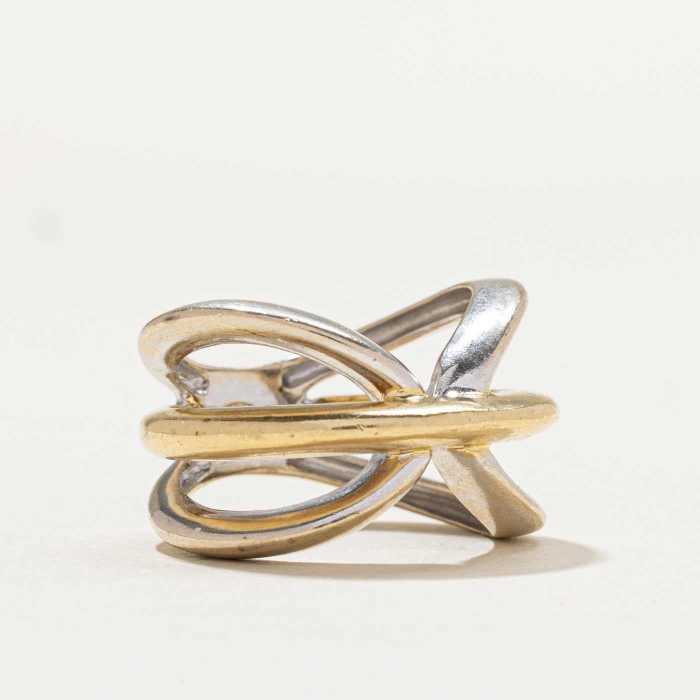Vintage 18K Two Tone Gold Abstract Ring | SZ 6.75