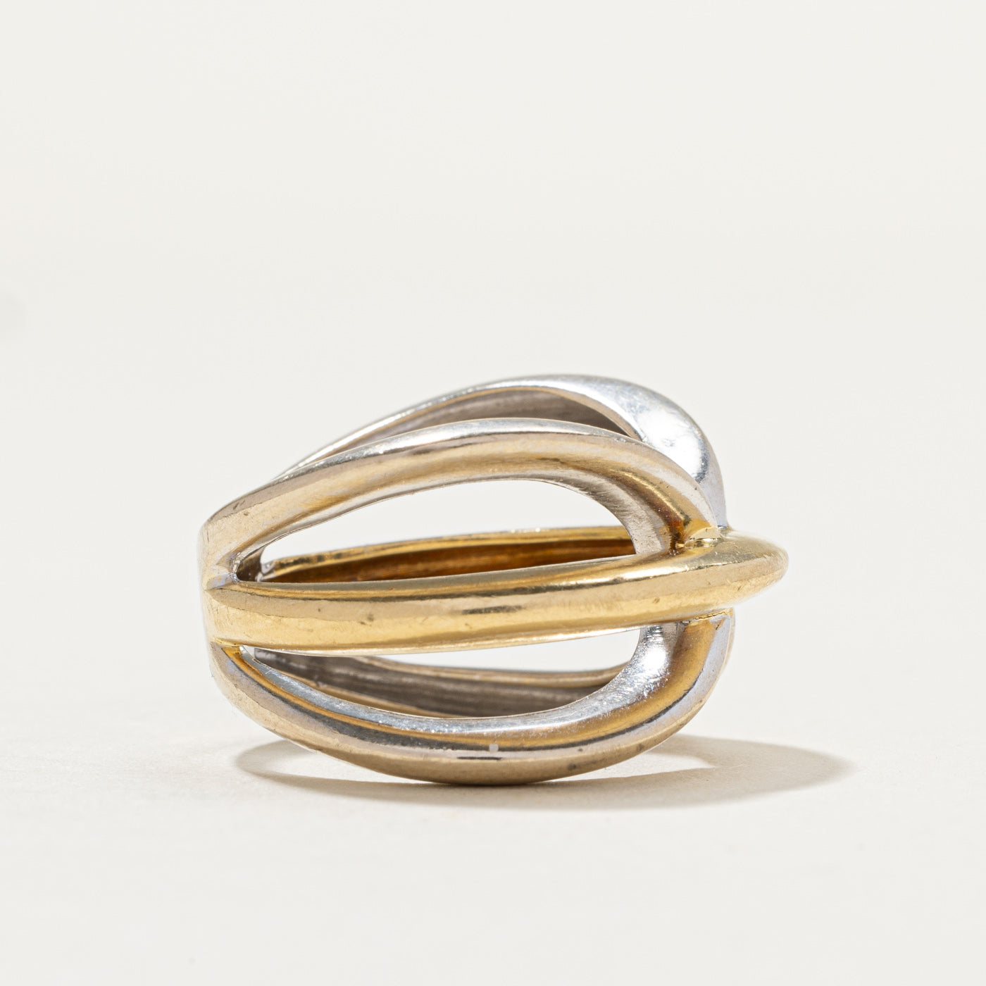 Vintage 18K Two Tone Gold Abstract Ring | SZ 6.75