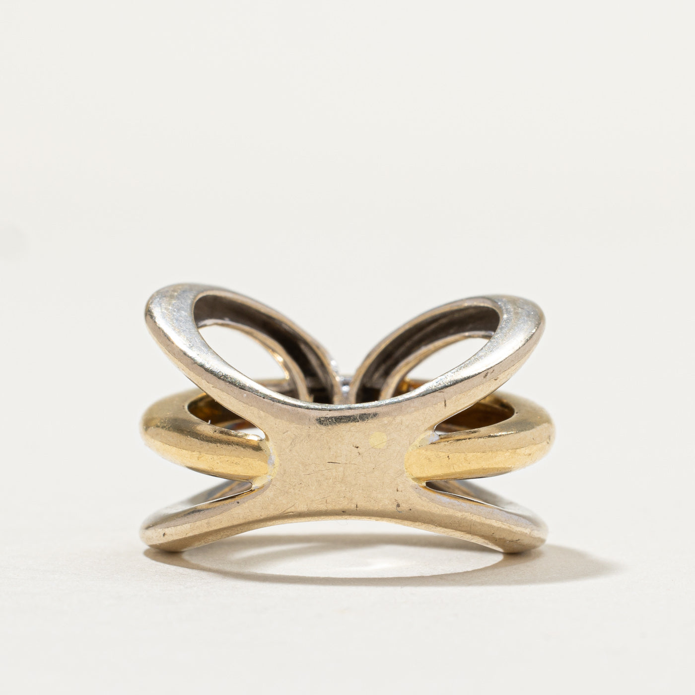Vintage 18K Two Tone Gold Abstract Ring | SZ 6.75