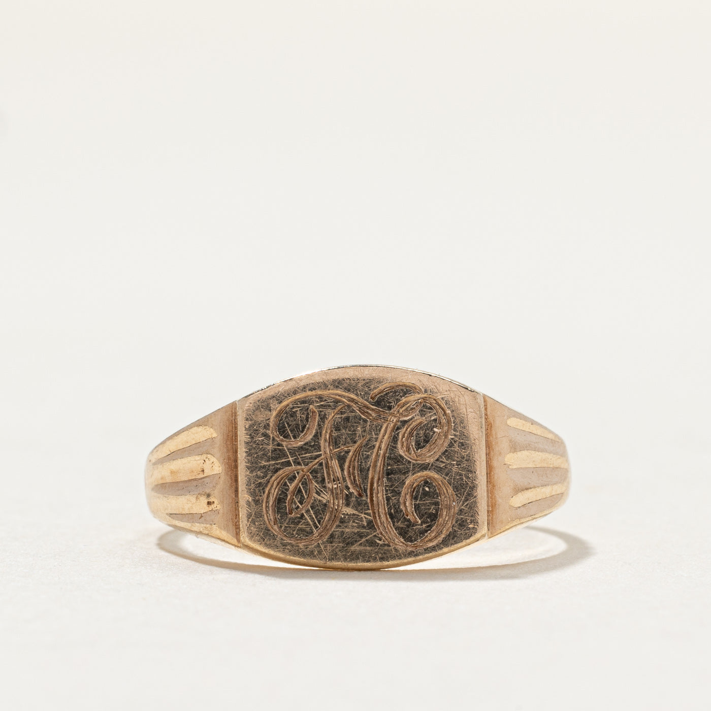 Vintage 10K Yellow Gold "FC" Initial Signet Ring | SZ 5.75