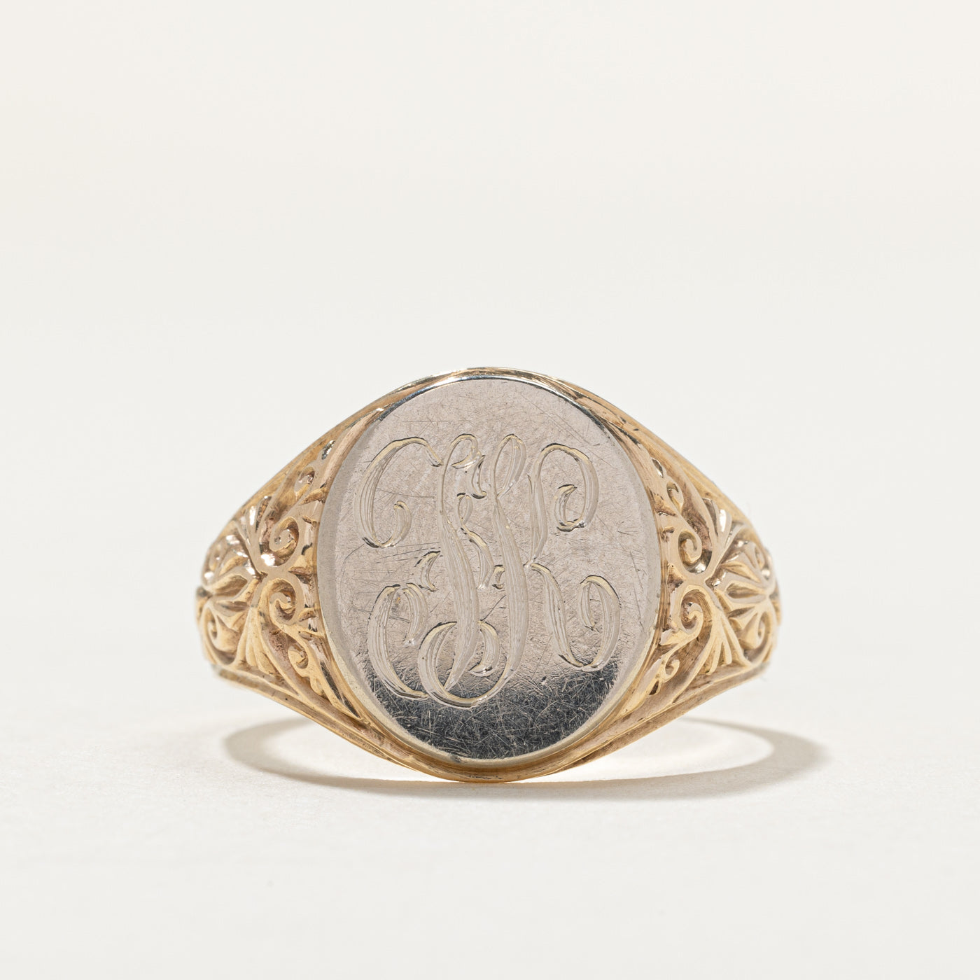 Vintage 10K Yellow Gold "FK" Initial Signet Ring | SZ 11.25