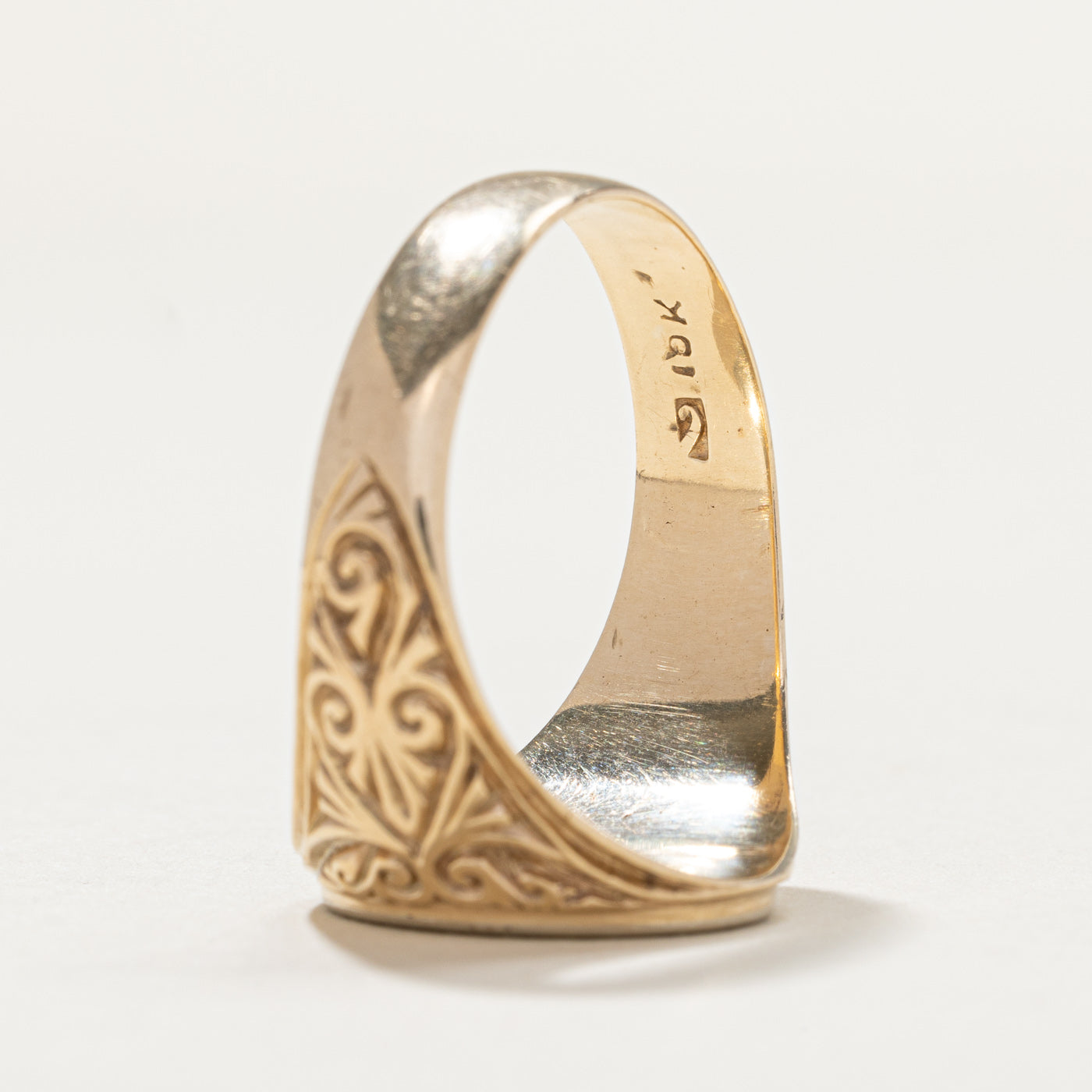Vintage 10K Yellow Gold "FK" Initial Signet Ring | SZ 11.25