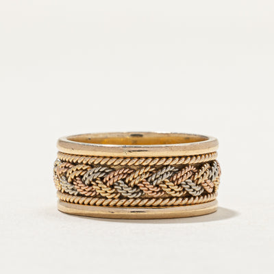 14K Tri Tone Gold Braided Rope Band | 8.3mm | SZ 5.25