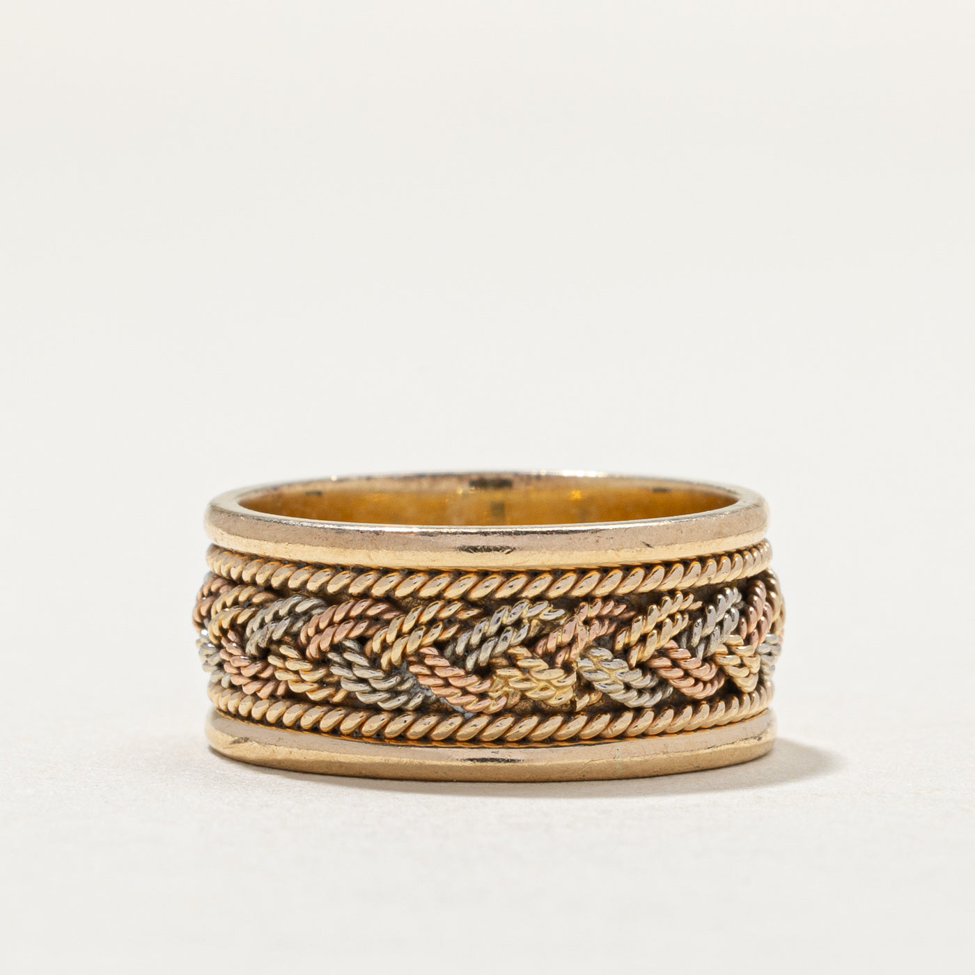 14K Tri Tone Gold Braided Rope Band | 8.3mm | SZ 5.25