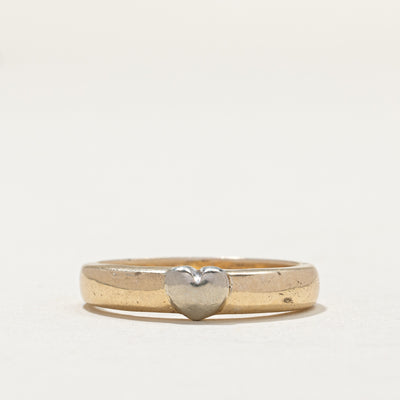 Vintage 10K Two Tone Gold Heart Design Band | 3.8mm | SZ 6.5