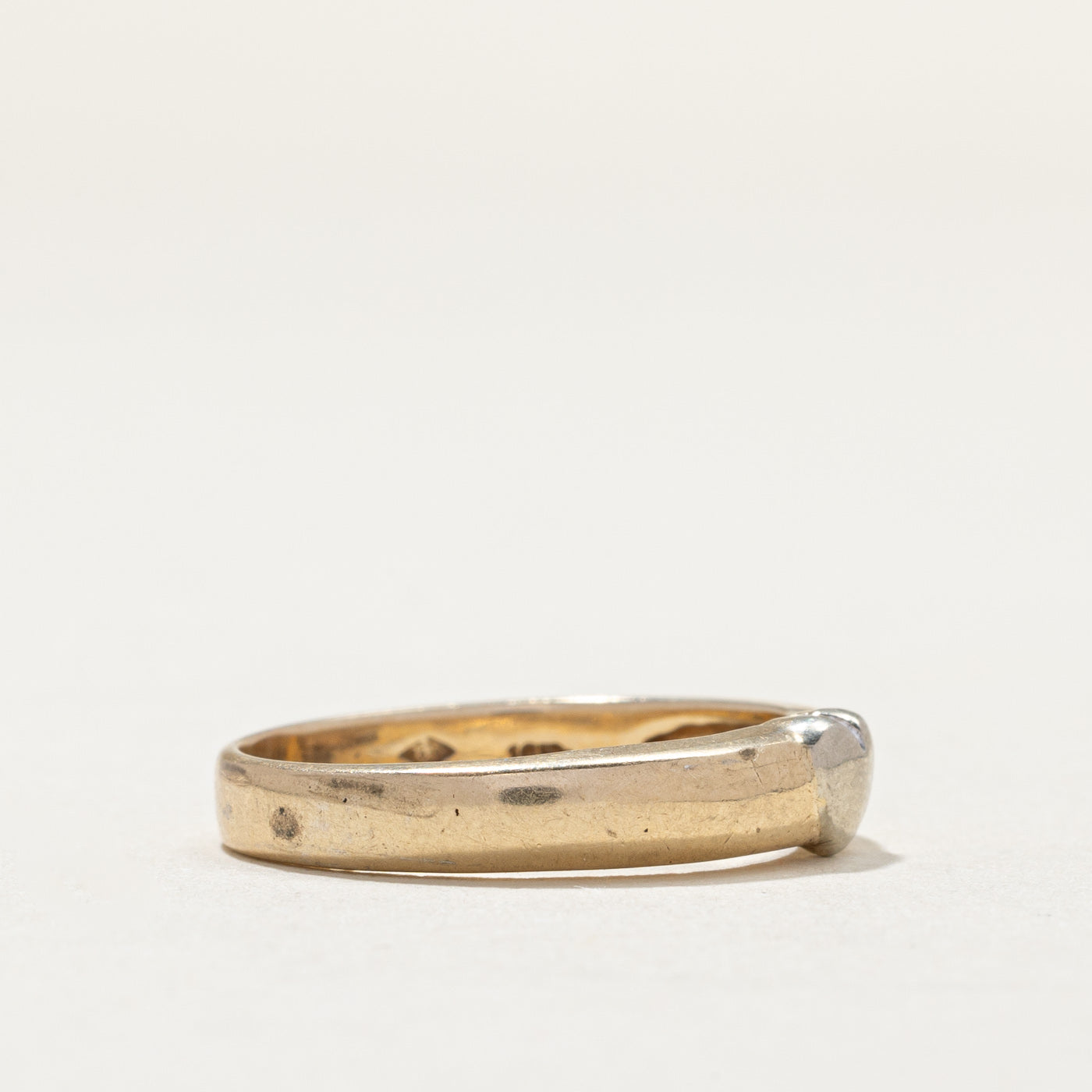 Vintage 10K Two Tone Gold Heart Design Band | 3.8mm | SZ 6.5