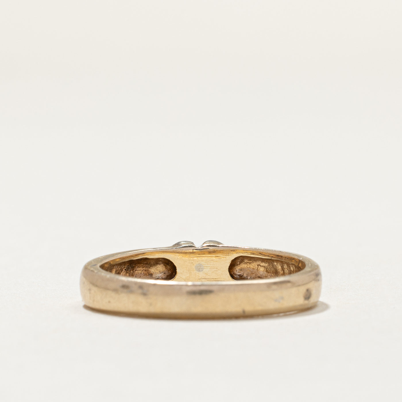 Vintage 10K Two Tone Gold Heart Design Band | 3.8mm | SZ 6.5