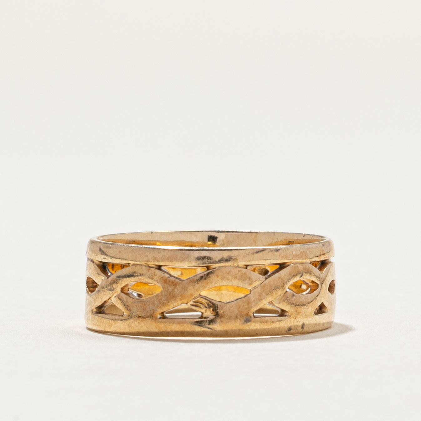 Vintage 14K White Gold Woven Textured Band | 6.0mm | SZ 4.75
