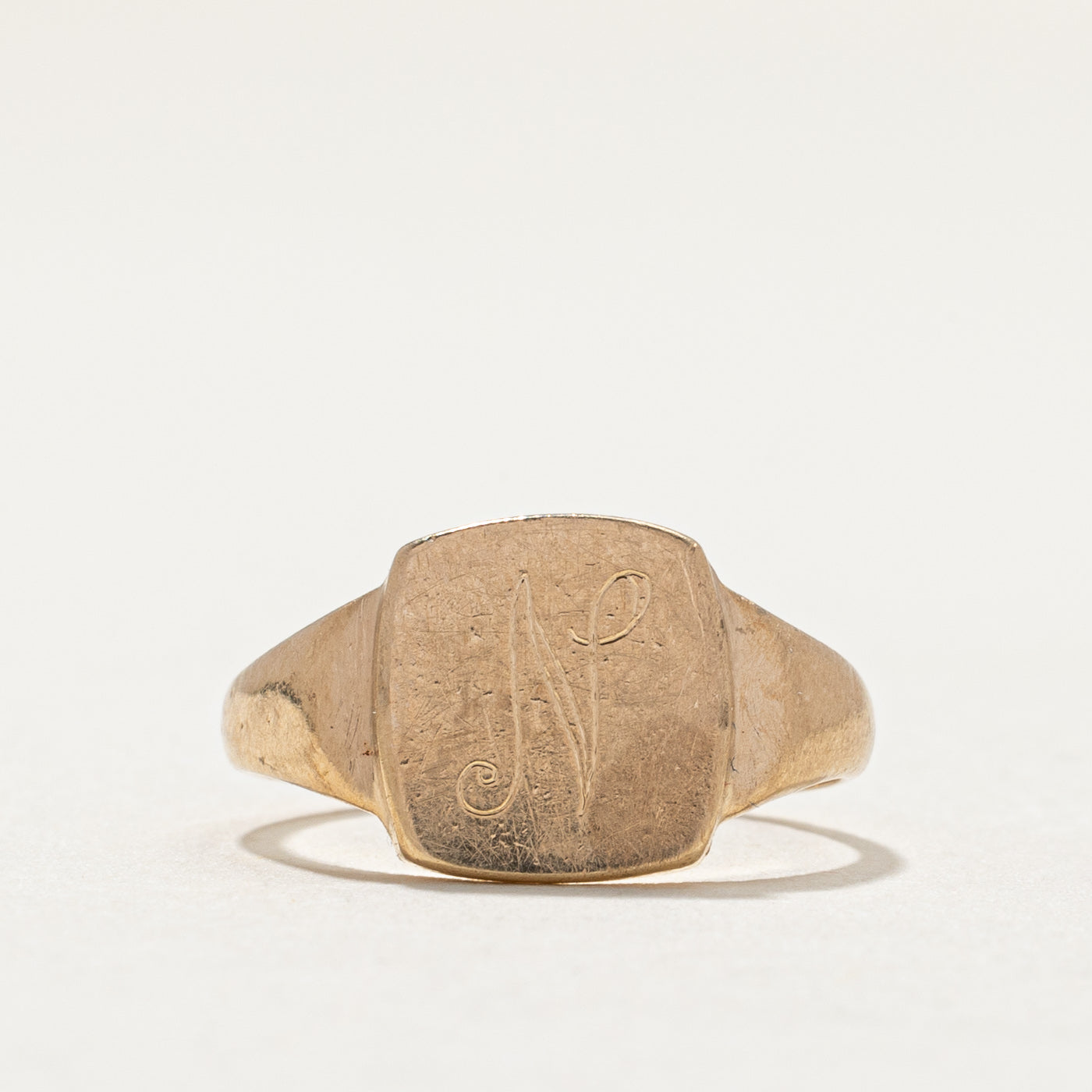 Vintage 10K Yellow Gold "N" Initial Signet Ring | SZ 3.25