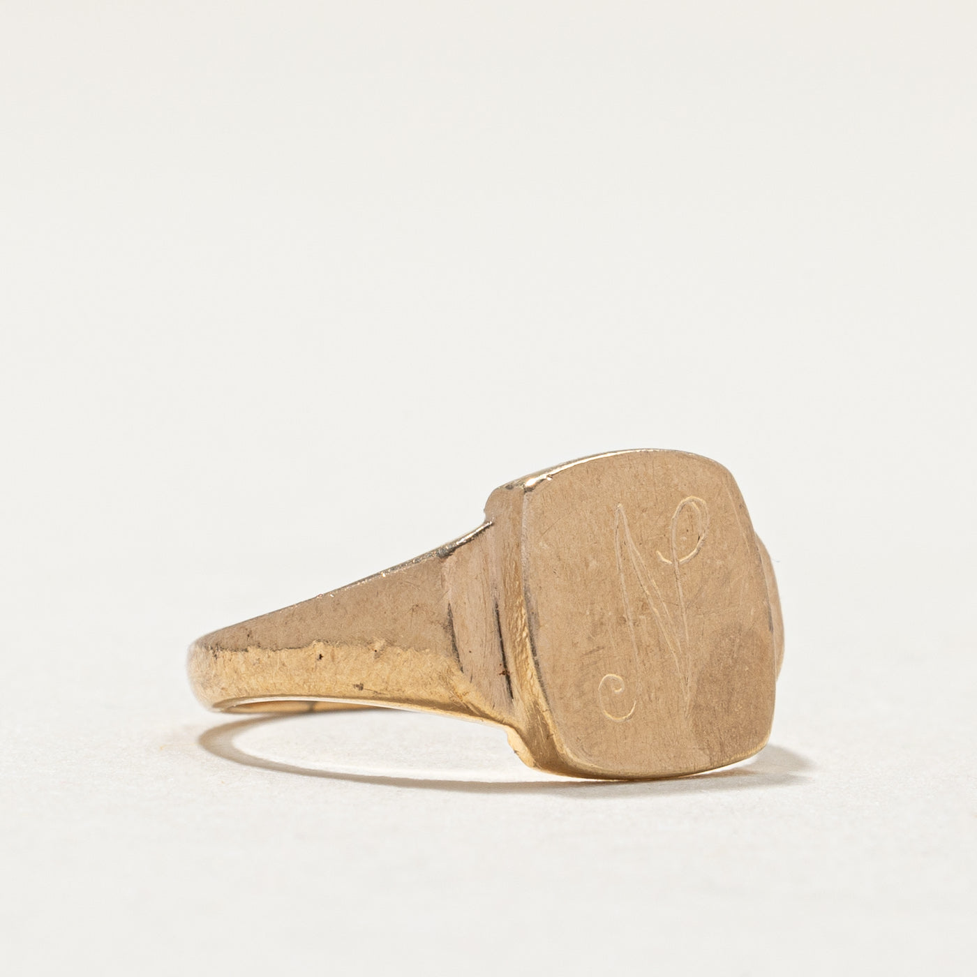 Vintage 10K Yellow Gold "N" Initial Signet Ring | SZ 3.25