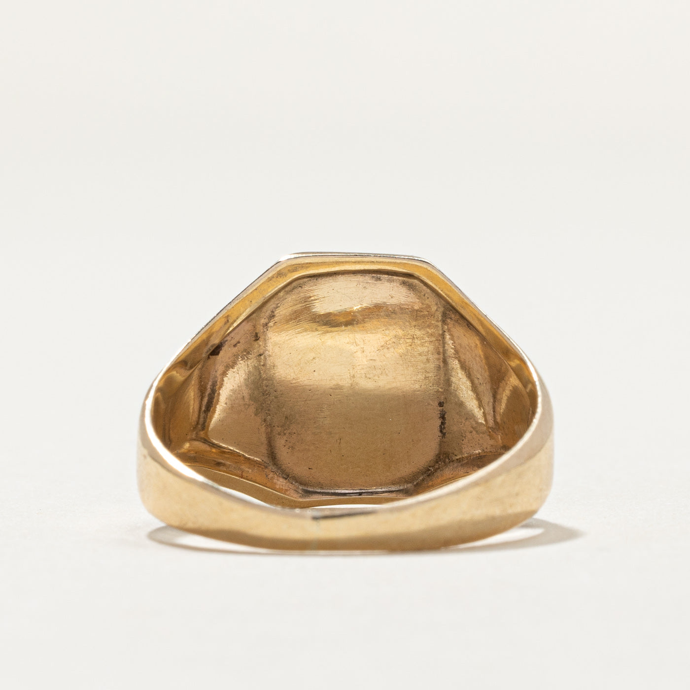 Bague chevalière vintage en or jaune 10 carats avec initiale « JE » | Taille 8,25