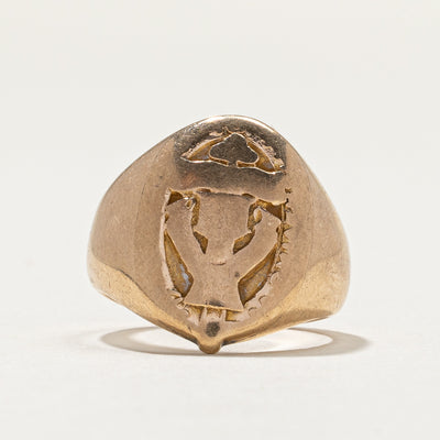 Vintage 9K Yellow Gold Signet Ring | SZ 2.75
