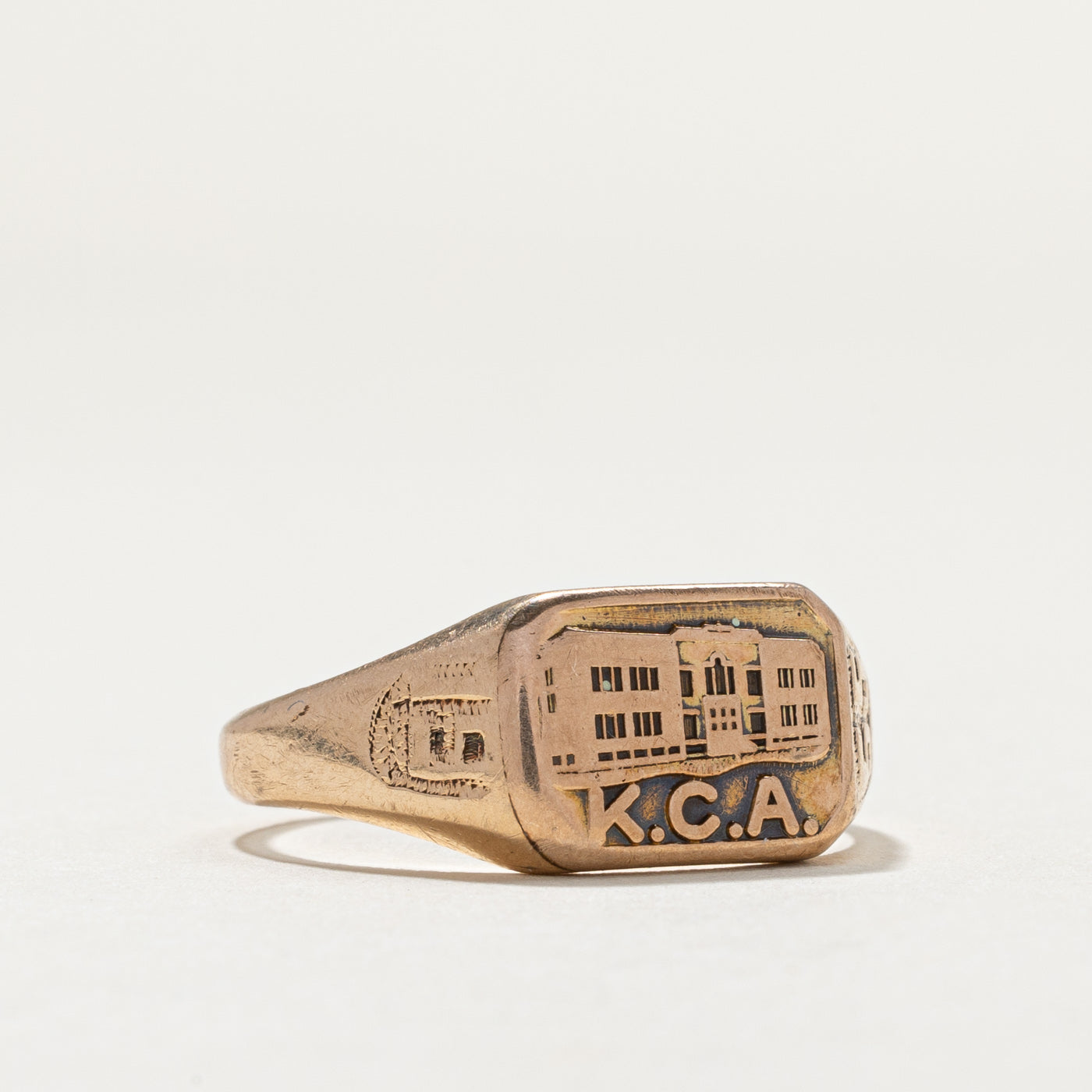 Vintage 10K Yellow Gold "K.C.A. 1955" Signet Ring | SZ 10