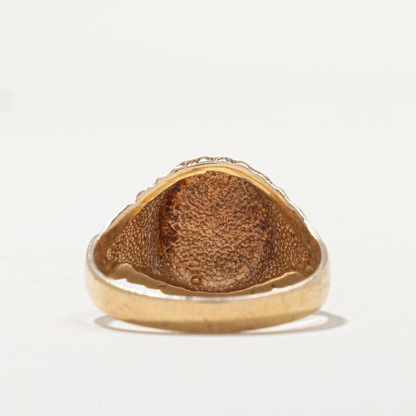 Vintage 10K Yellow Gold Signet Textured Shank Ring | SZ 9.5