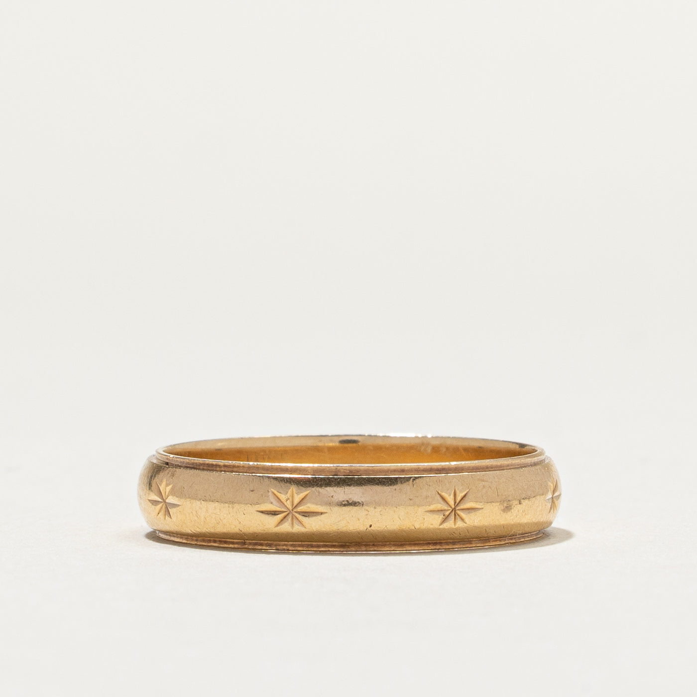 Bague vintage canadienne en or 14 carats à motif d'étoiles | 4,7 mm | Taille 10,75