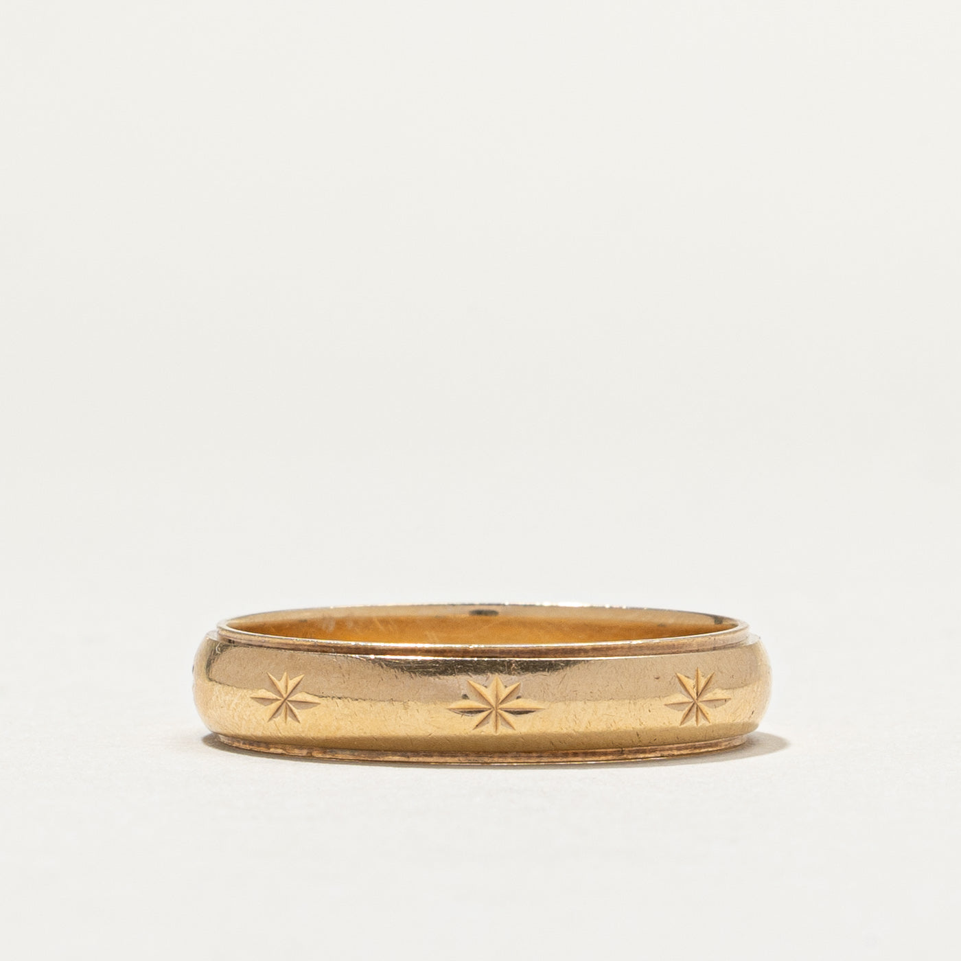 Bague vintage canadienne en or 14 carats à motif d'étoiles | 4,7 mm | Taille 10,75