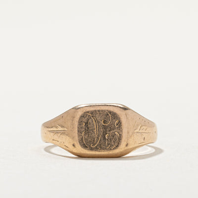 Vintage 14K Yellow Gold Initial Signet Ring | SZ 4.25