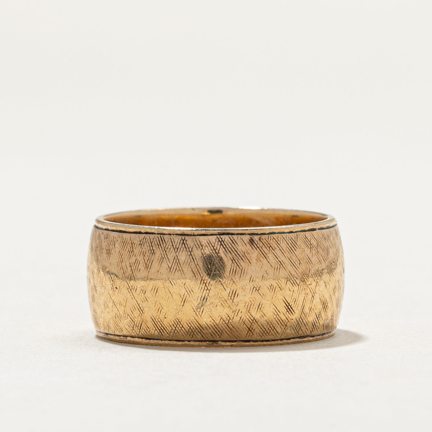 Vintage 14K Yellow Gold Textured Cigar Band | 8.6mm | SZ 5.25