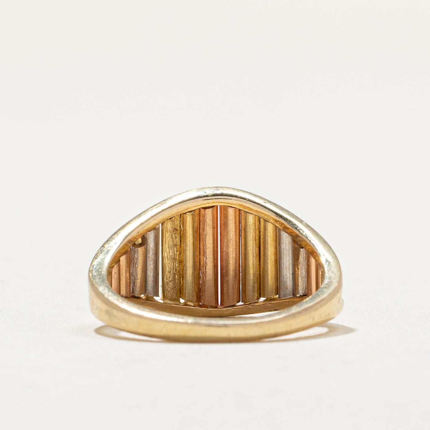 14K Tri Tone Gold Fluted Tapered Ring | SZ 3.5