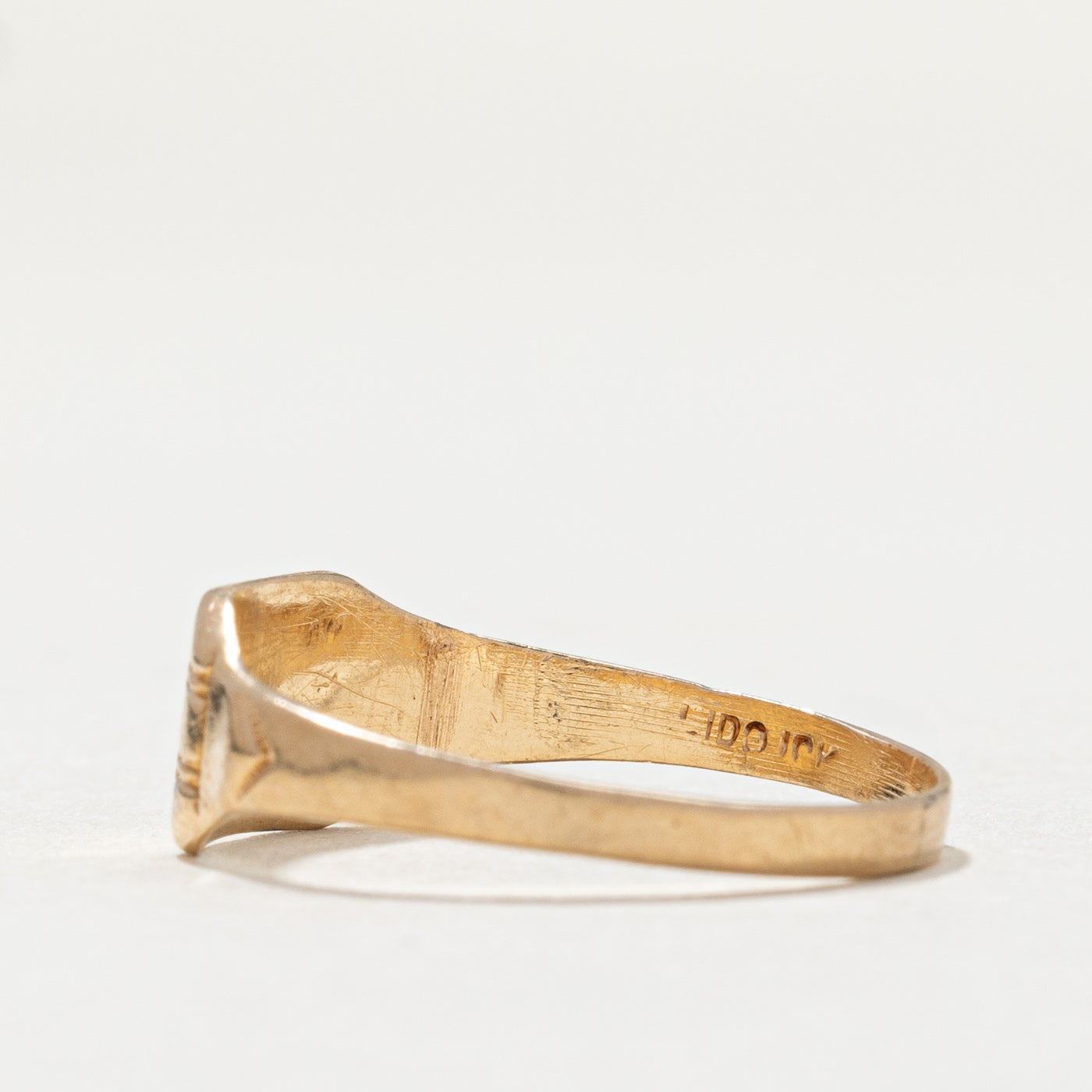 Bague chevalière vintage en or jaune 10 carats avec initiale « MS » | Taille 6,25