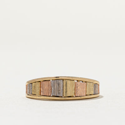 14K Tri Tone Gold Fluted Tapered Ring | SZ 4.75