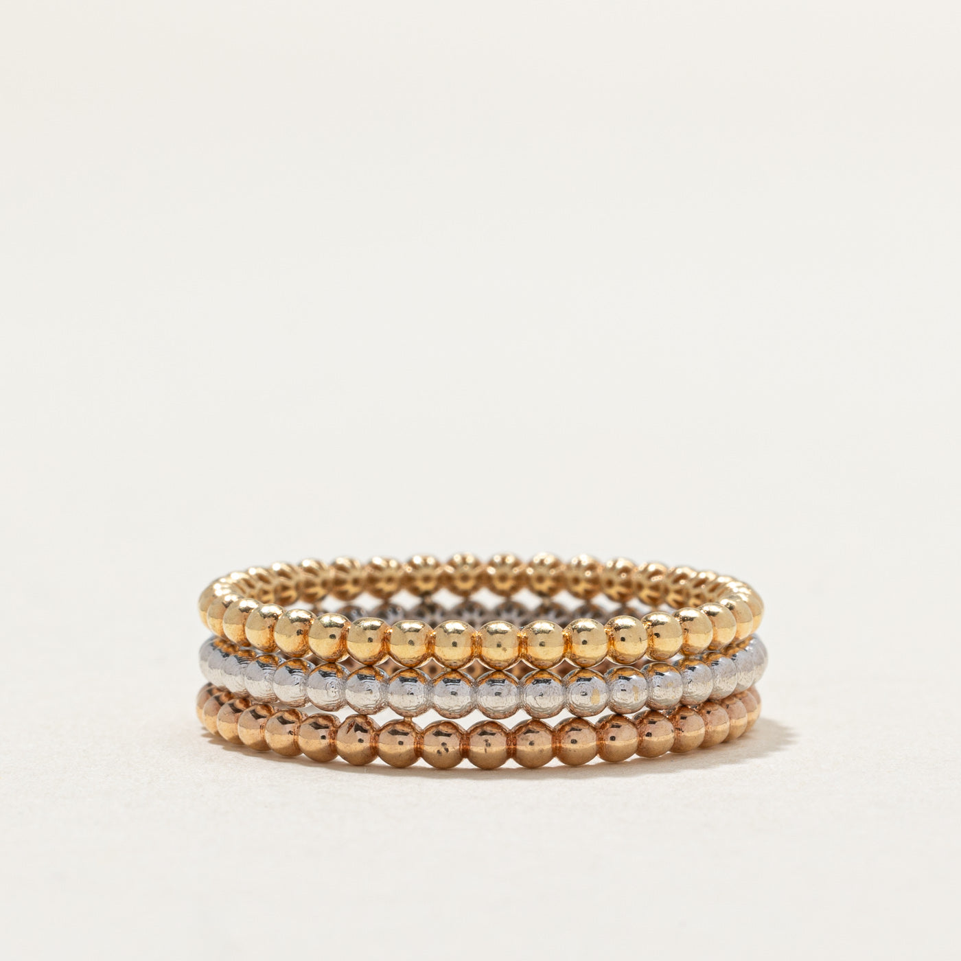 18K Tri Tone Gold Beaded Band | 5.9mm | SZ 9.25