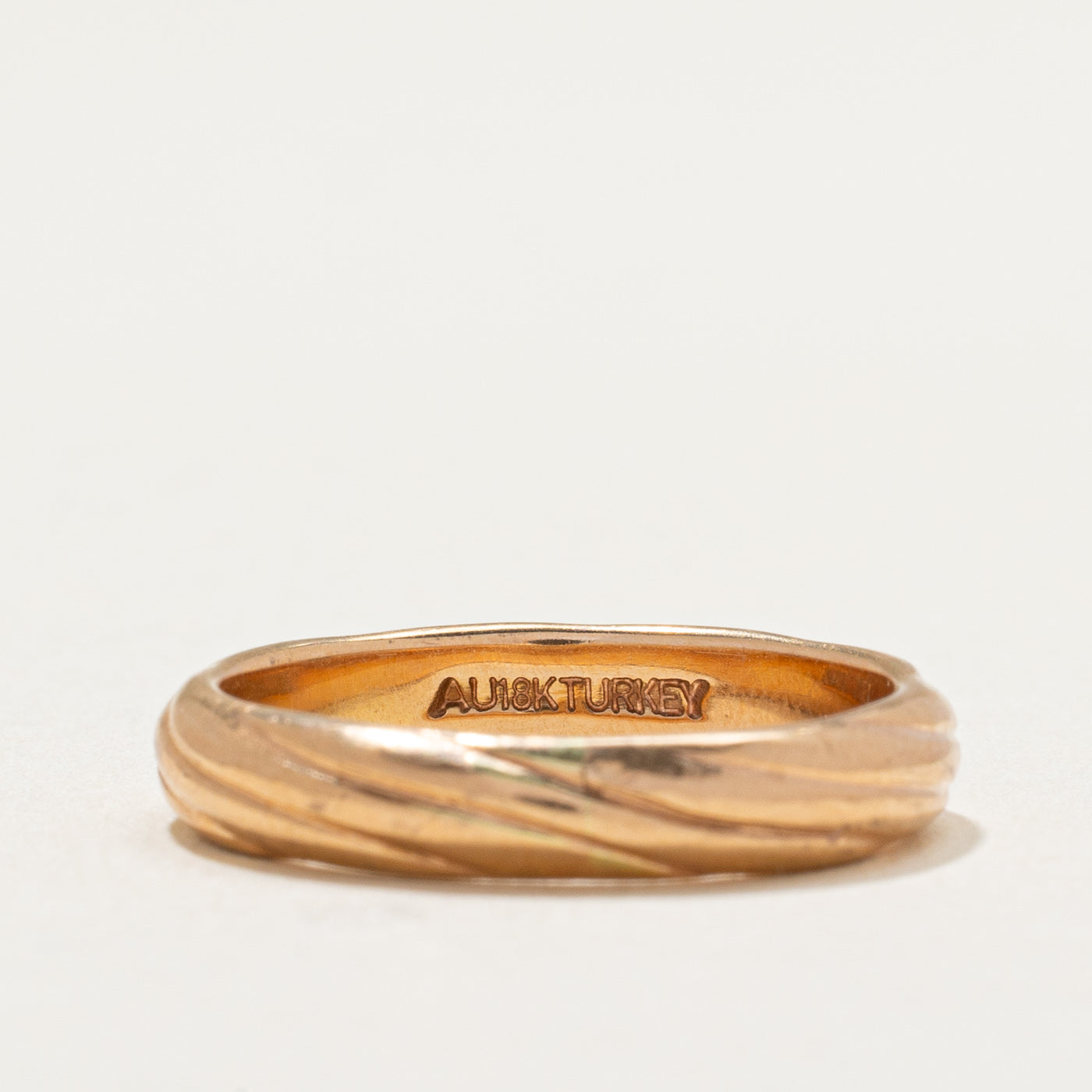 Alliance torsadée en or rose 18 carats | 3,9 mm | Taille 7