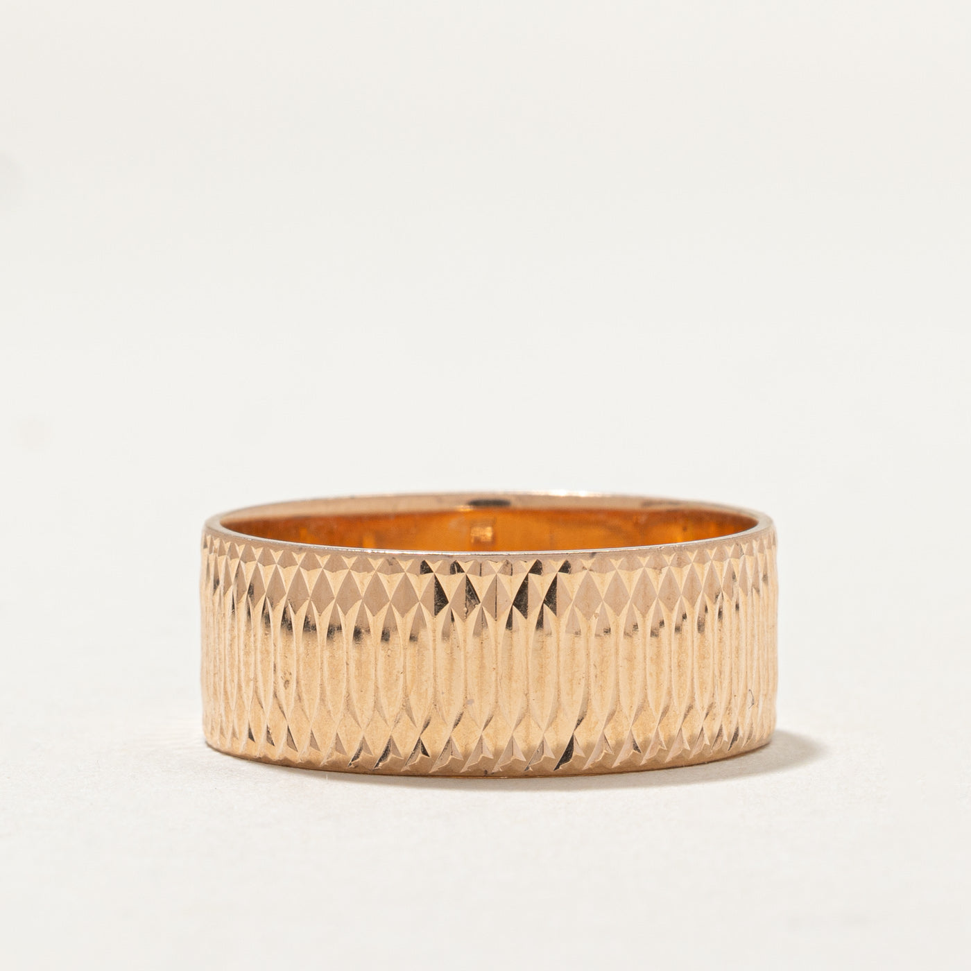 14K Rose Gold Diamond Cut Cigar Band | 8.9mm | SZ 11.75