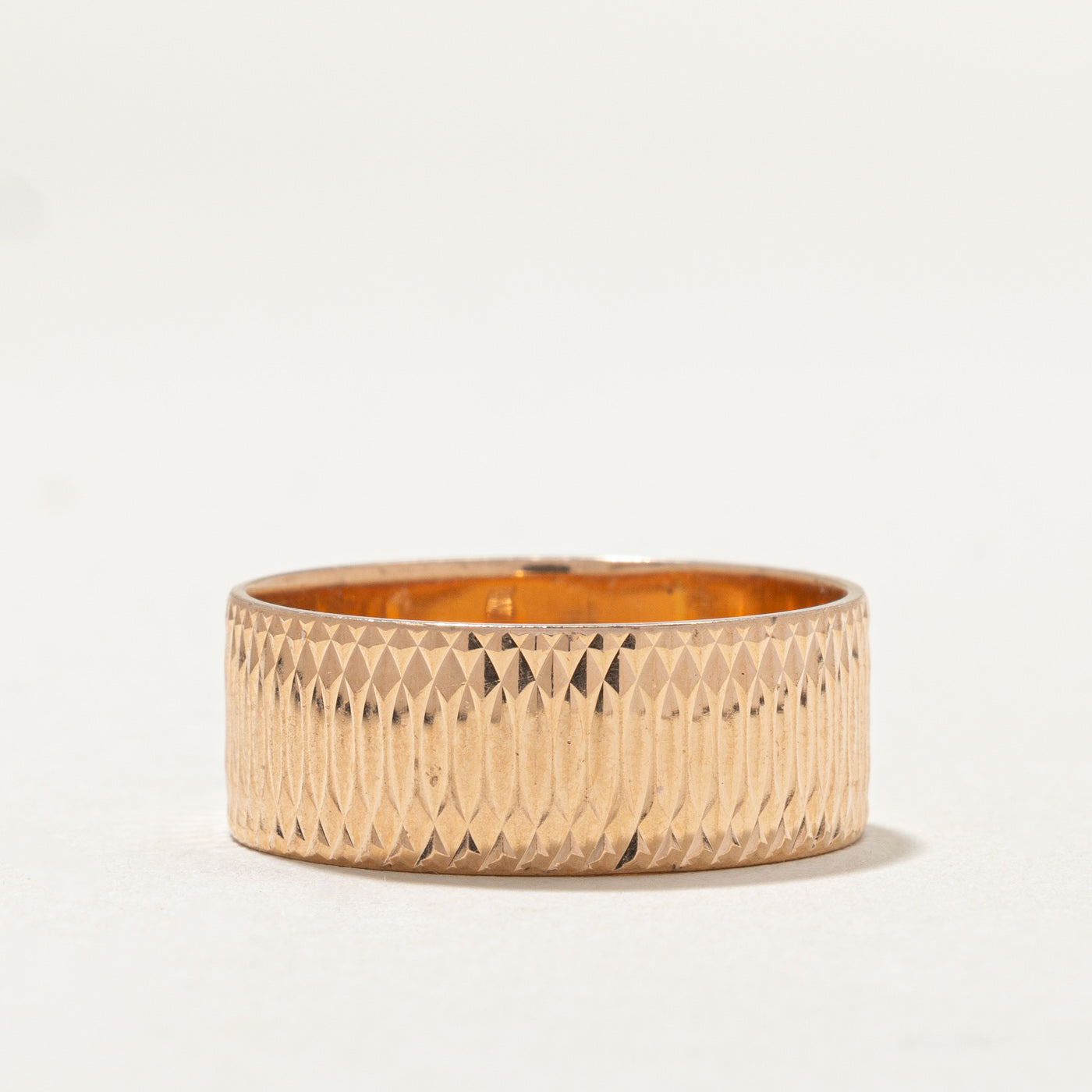 14K Rose Gold Diamond Cut Cigar Band | 8.9mm | SZ 11.75