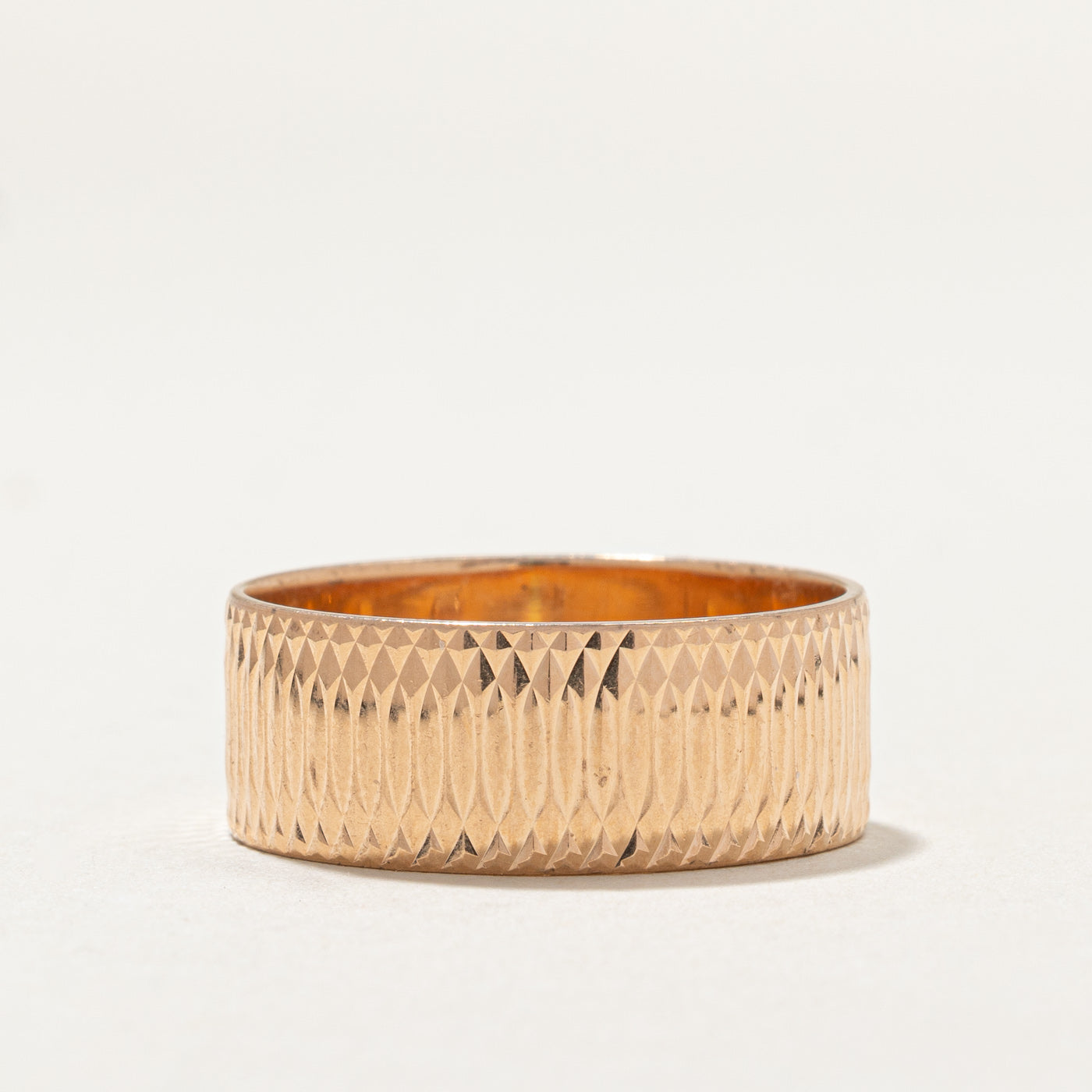 14K Rose Gold Diamond Cut Cigar Band | 8.9mm | SZ 11.75