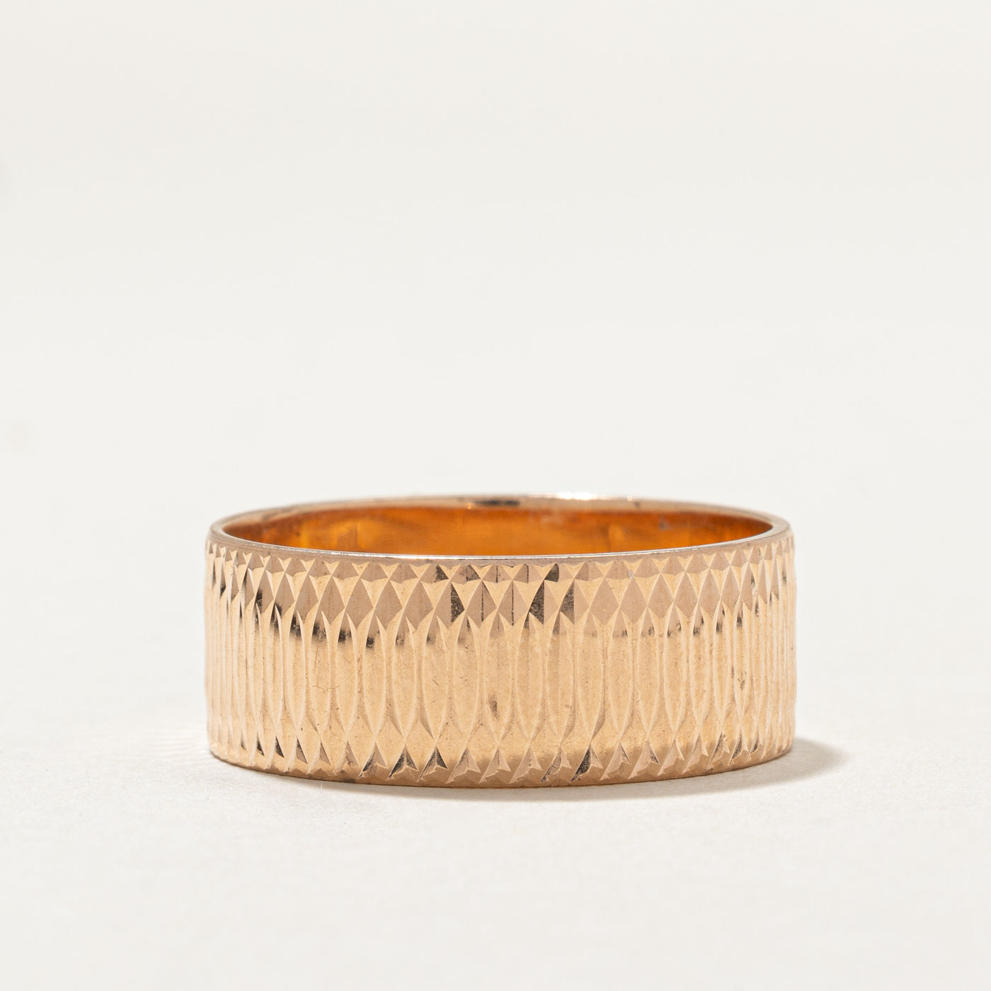 14K Rose Gold Diamond Cut Cigar Band | 8.9mm | SZ 11.75