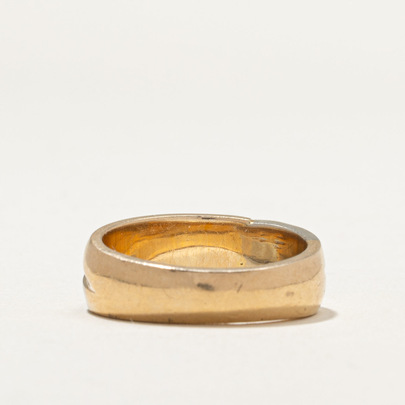 14K Two Tone Gold Textured Band | 8.1mm | SZ 8.25