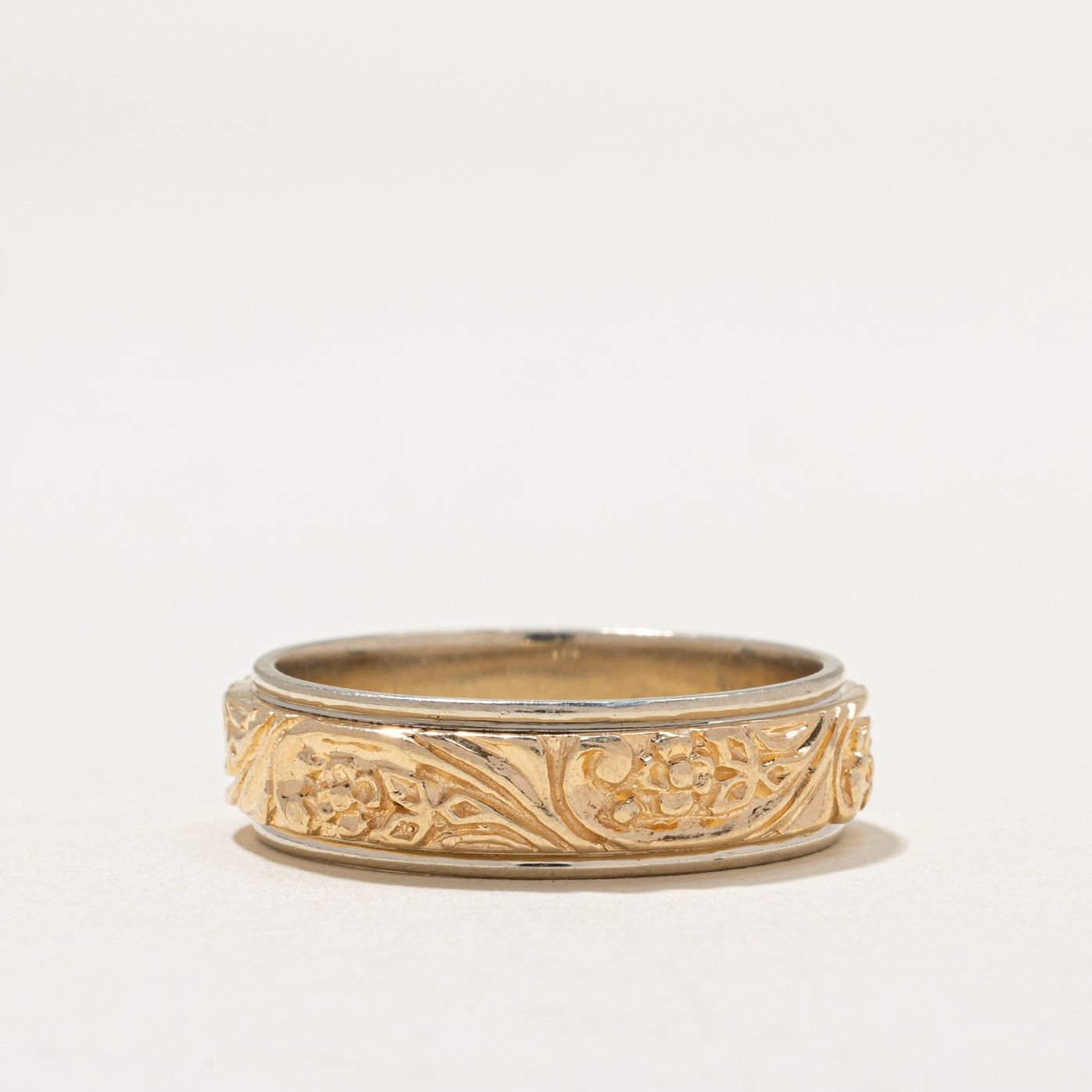 'Birks' 14K Yellow Gold Floral Embossed Band | 6.2mm | SZ 9.25