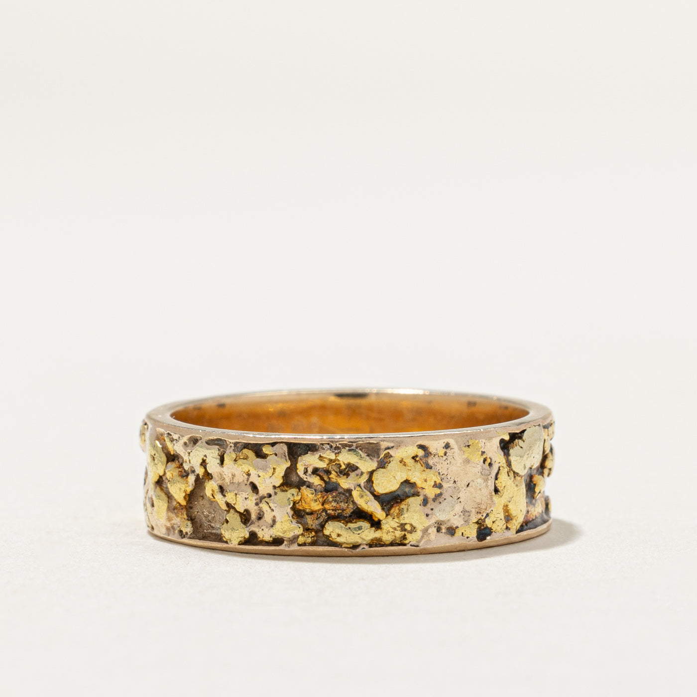Bague en or jaune 10 carats sertie de pépites | Taille 10,5