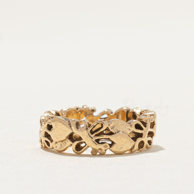 14K Yellow Gold Nature Motif Open Band | 6.3mm | SZ 5.5