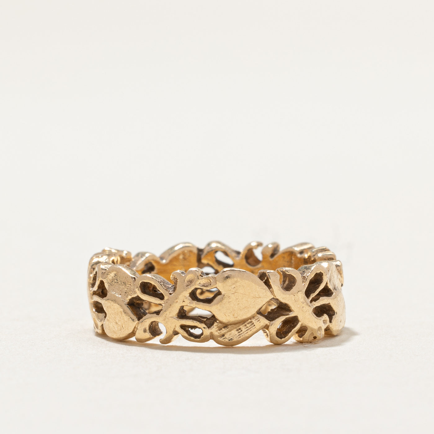 14K Yellow Gold Nature Motif Open Band | 6.3mm | SZ 5.5