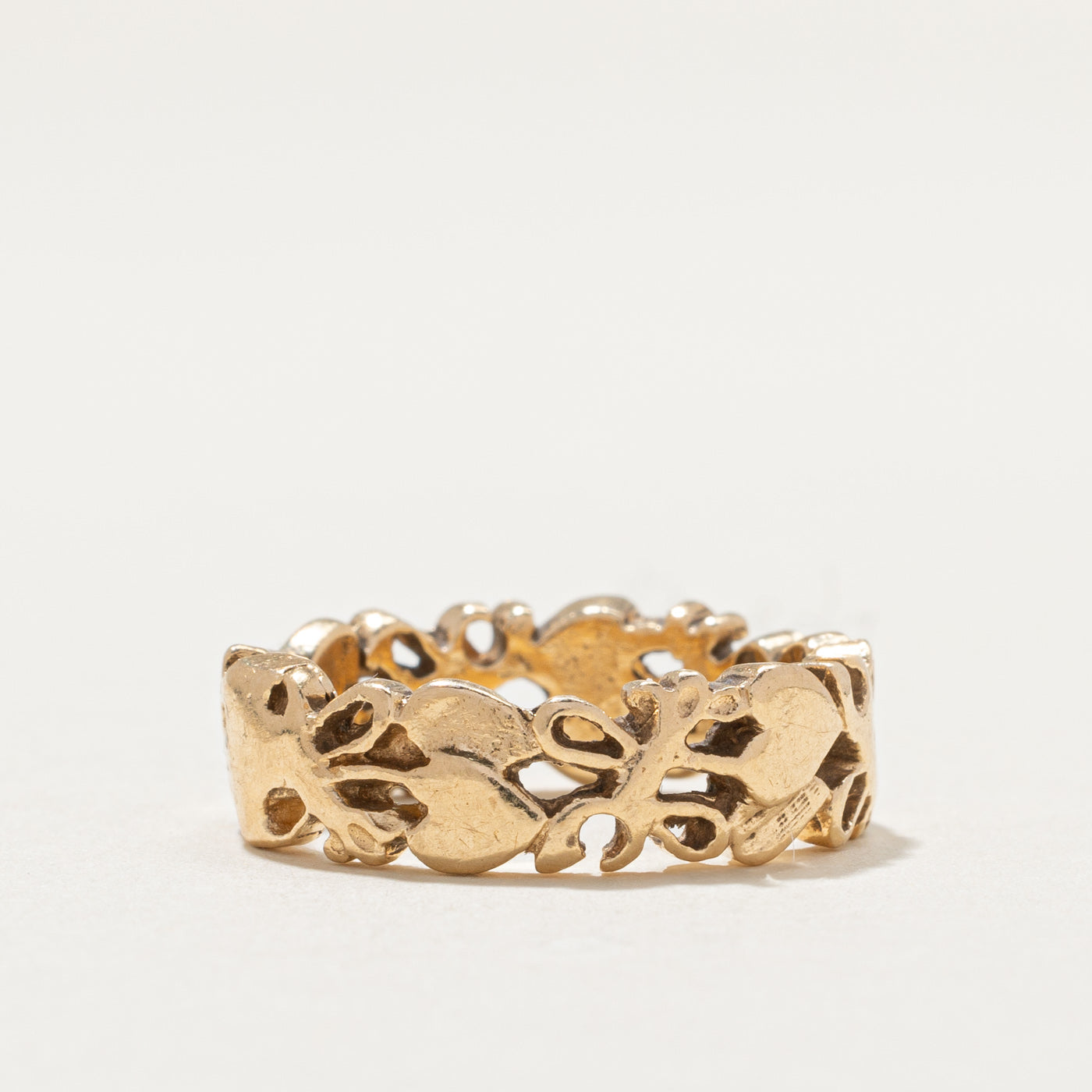 14K Yellow Gold Nature Motif Open Band | 6.3mm | SZ 5.5