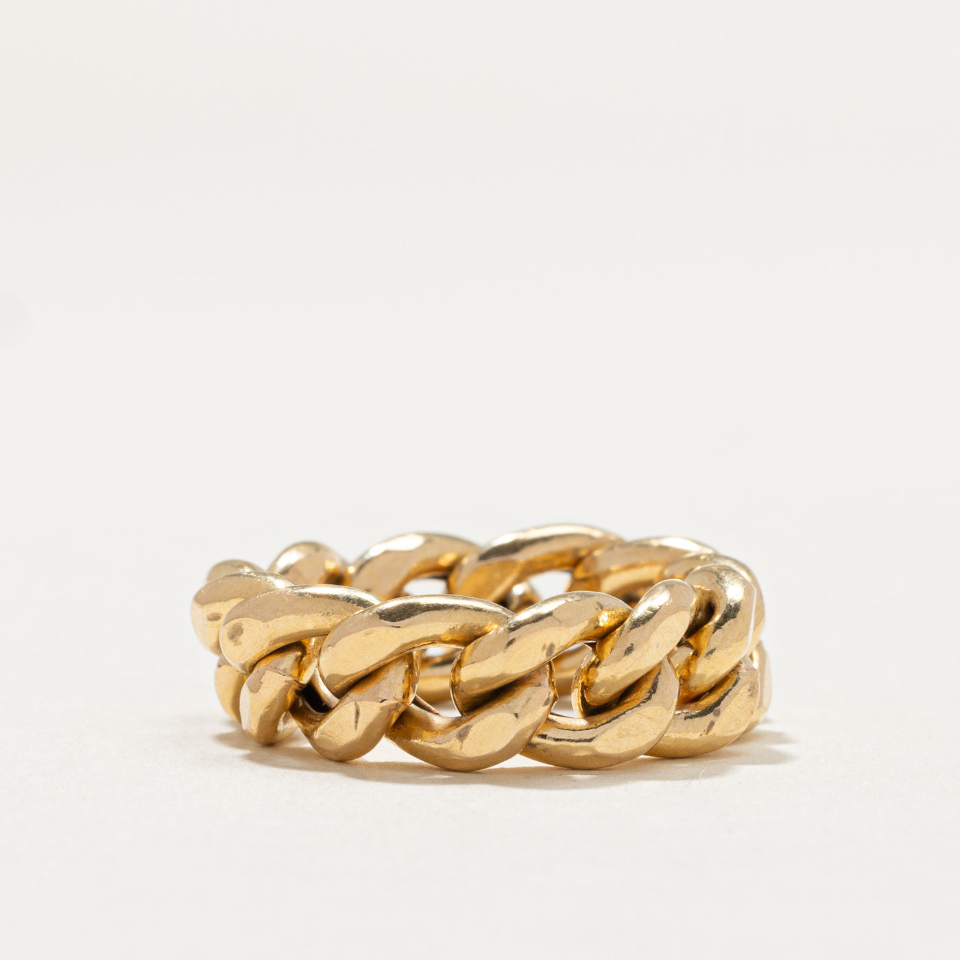 18K Yellow Gold Curb Link Chain Ring | 7.2mm | SZ 7.25