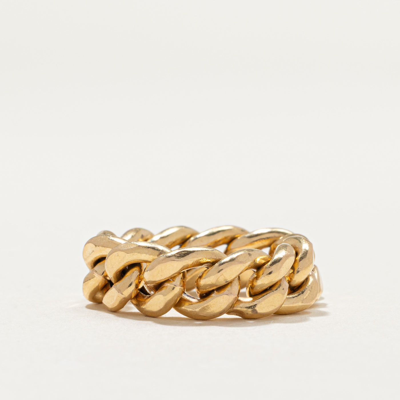 18K Yellow Gold Curb Link Chain Ring | 7.2mm | SZ 7.25