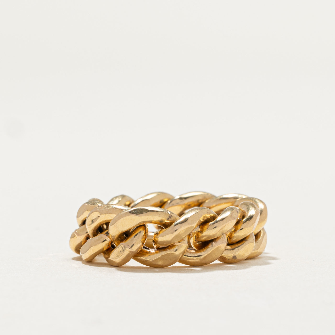 18K Yellow Gold Curb Link Chain Ring | 7.2mm | SZ 7.25