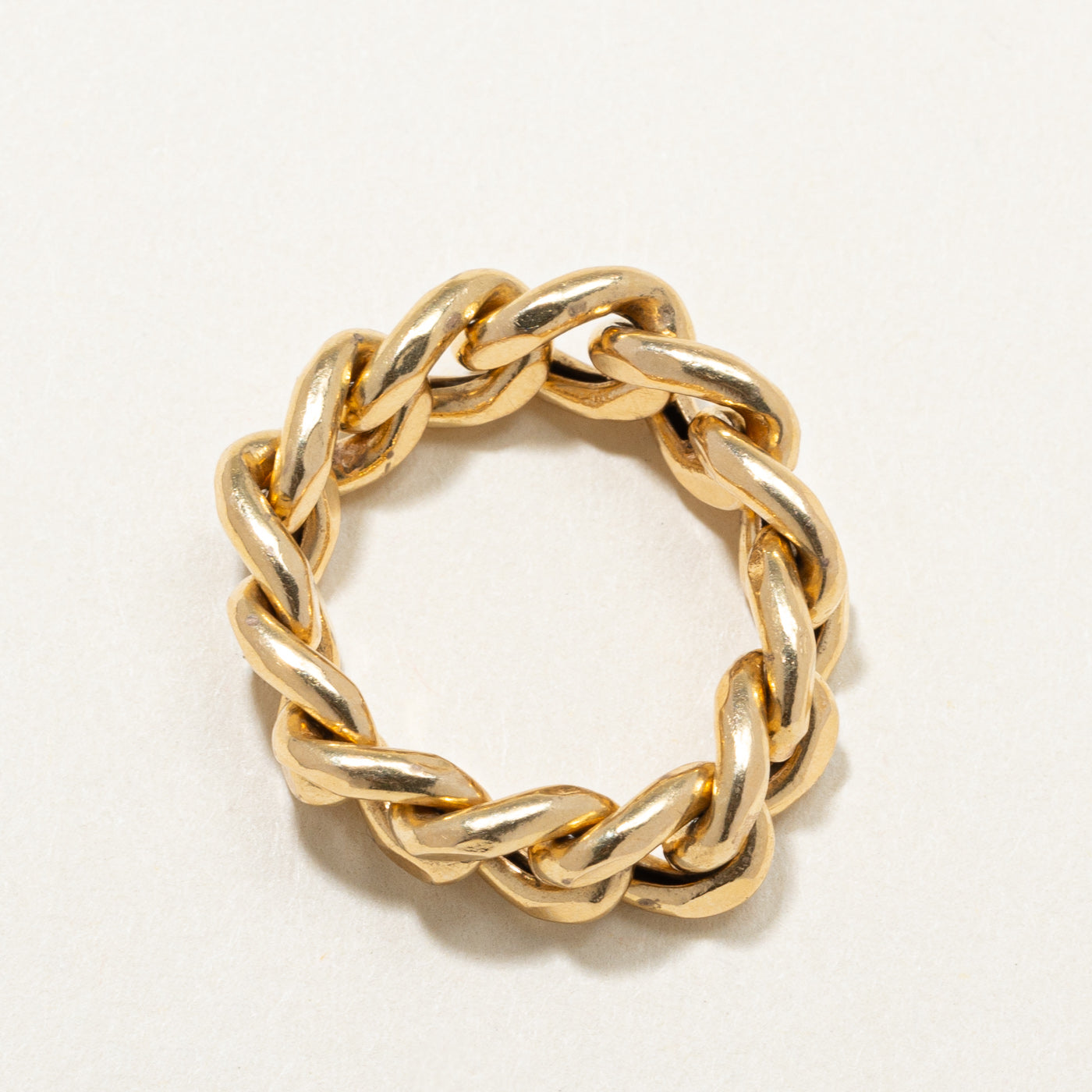 18K Yellow Gold Curb Link Chain Ring | 7.2mm | SZ 7.25