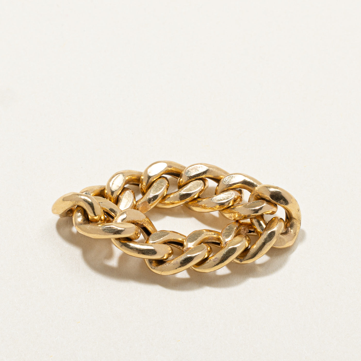 18K Yellow Gold Curb Link Chain Ring | 7.2mm | SZ 7.25