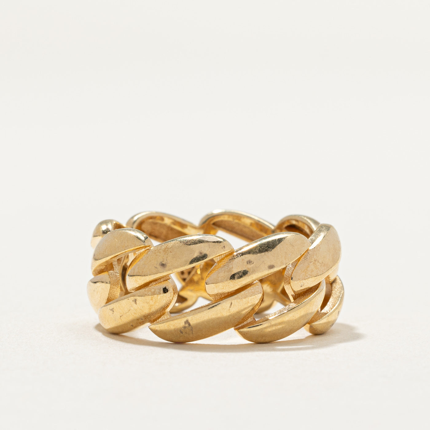 14K Yellow Gold Chain Link Ring | 9.6mm | SZ 8