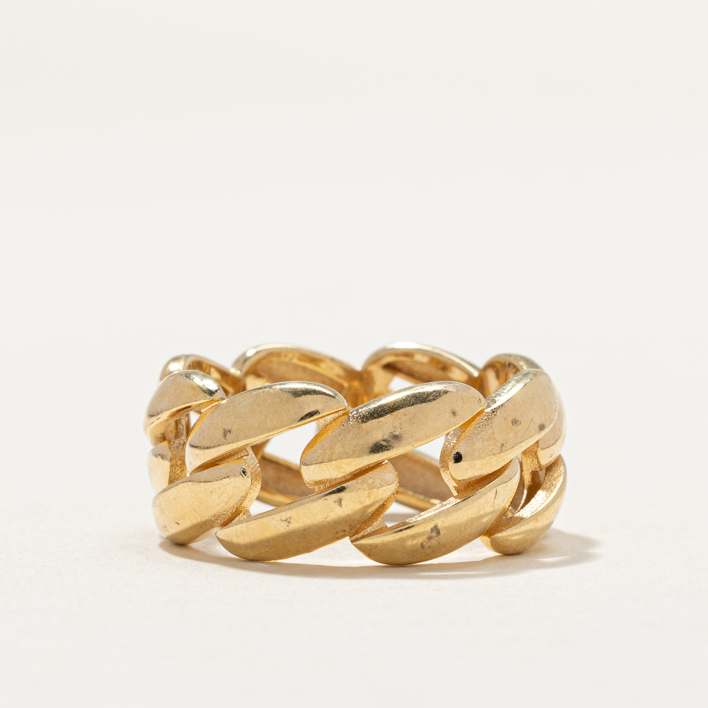 14K Yellow Gold Chain Link Ring | 9.6mm | SZ 8
