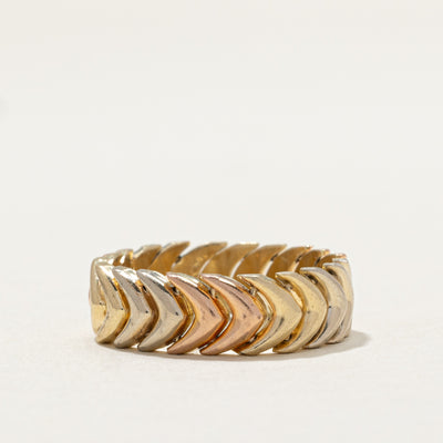18K Tri Tone Gold Chevron Chain Ring | 6.3mm | SZ 8.5