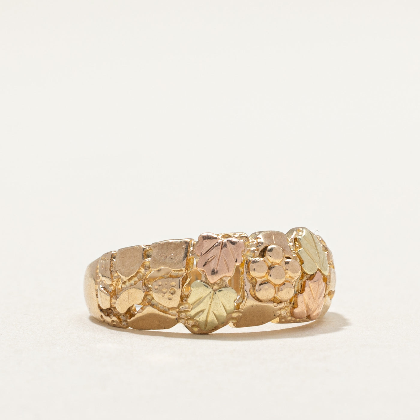 10K Two Tone Gold Leafy Floral Design Ring | SZ 5.5