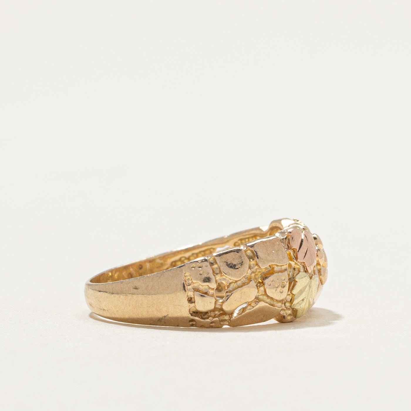 10K Two Tone Gold Leafy Floral Design Ring | SZ 5.5