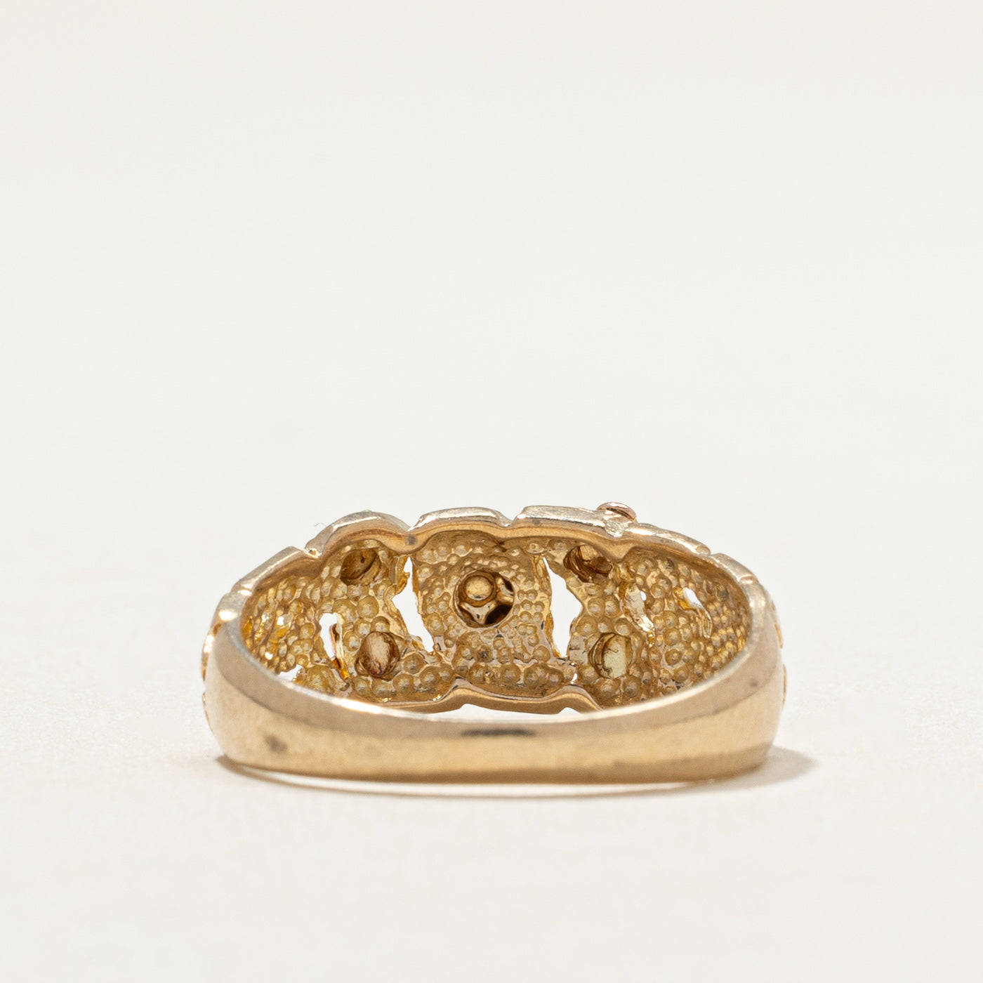 10K Two Tone Gold Leafy Floral Design Ring | SZ 5.5